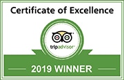 2019 Certification of Excellence from TripAdvisor